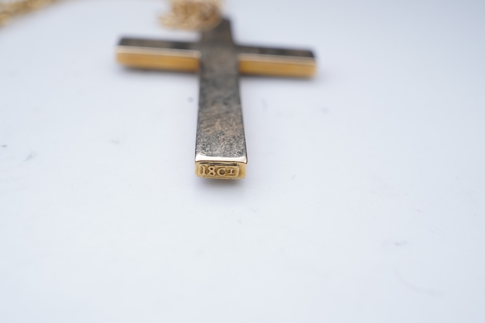 An Edwardian pearl and enamel cross and chain, early 20th century